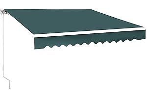 MCombo 10x8 Feet Manual Retractable Patio Door Window Awning Sunshade Shelter Outdoor Canopy (Green)
