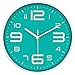 45Min 10-Inch 3D Number Dial Face Modern Wall Clock, Silent Non-Ticking Round Home Decor Wall Clock with Arabic Numerals, 7 Colors(Cyan)