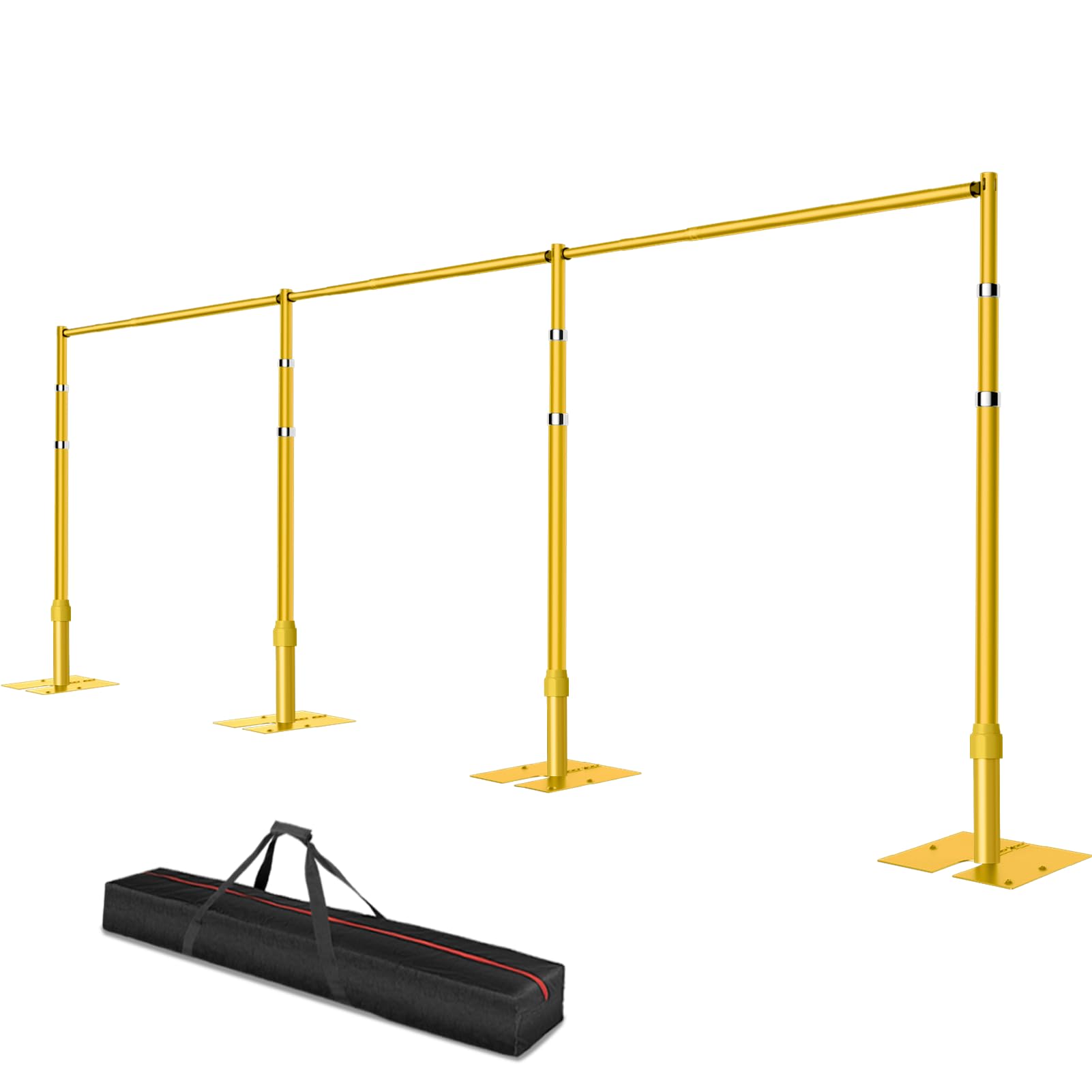 Photo 1 of Qoolfoto And Drape Backdrop Stand, 12x30ft Heavy Duty Adjustable Background Frame with Metal Base, Back Drop Holder for Parties Photography Wedding Photoshoot Decoration - Gold