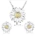 S&E 925 Sterling Silver Necklaces New Elements Crystal Sunflower Pendant with Chain