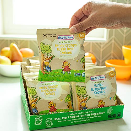 Healthy Times Organic Hugga Bear Snack Pack Cookies for Kids, Vanilla & Honey Graham Variety Pack | For Toddlers, 12 Months and Older | 1 Oz. Bag, 24 Count - Thumbnail 7