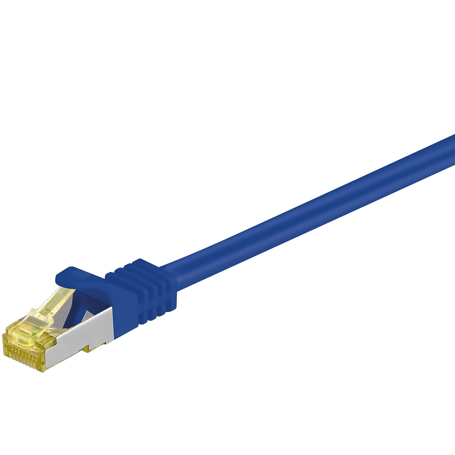 Goobay 92681 RJ45 Patch Cable with CAT 7 Raw Cable, Double Shielded, S-FTP up to 600 Mhz, Halogen-Free, Copper Cable Plug, Gold-Plated Contacts, 20 m, Blue