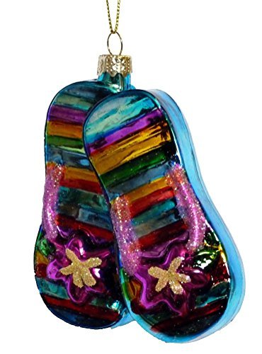 Tropical Flip Flops Sandals Blown Glass Christmas Ornament - Beachfront  Decor