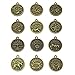 Round Zodiac Sign Charms 12 Constellation Pendants Beads DIY for Necklace Bracelet Jewelry Making and Crafting, JIALEEY 12 PCS Antique Bronze