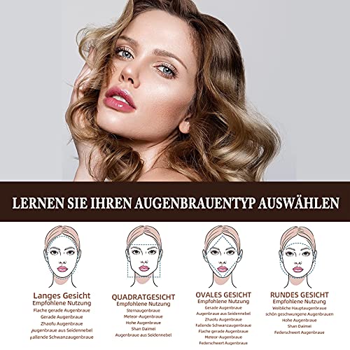 Augenbrauen Stempel,Augenbrauen Schablone, 1-Schritt-Brauen-Stempel und Form-Set, Stempel mit Augenbrauen-Schablonen-Aufklebern Make-up-Tools für Frauen(Dunkelbraun)