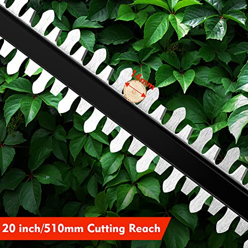 Bravolu 21V Cordless Hedge Trimmer, 20" DualAction Blade, Hedge Trimmer Cordless with 4.0Ah