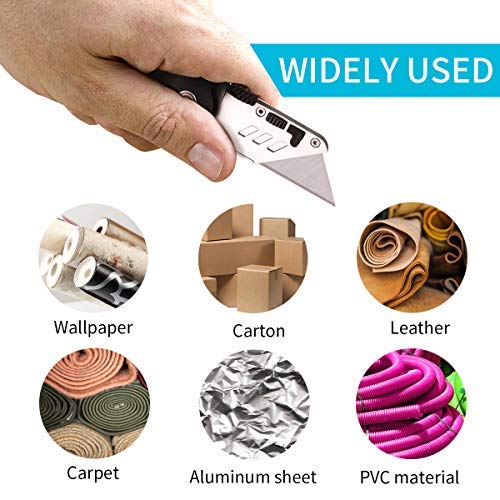 Utility knife - Morpilot Safety Lock-Back Design, and Lightweight Aluminum Body, Includes 50 replaceable stainless steel blades