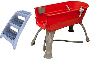 Booster Bath Elevated Pet Bathing Large Red Steps Combo