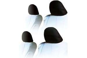 Yupbizauto Universal Headrest Covers for Cars & Trucks – Set of 4 Solid Black Polyester Covers with Foam Backing for DVD & TV Monitors for Most Vehicles – Durable & Stylish Protection