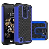 LG K8 Case, LG Escape 3 Case, LG Phoenix 2 Case, NOKEA [Shock Absorption] Hybrid Armor Defender Protective Case Cover for LG Escape 3 / LG Phoenix 2 / LG K8 (Blue)