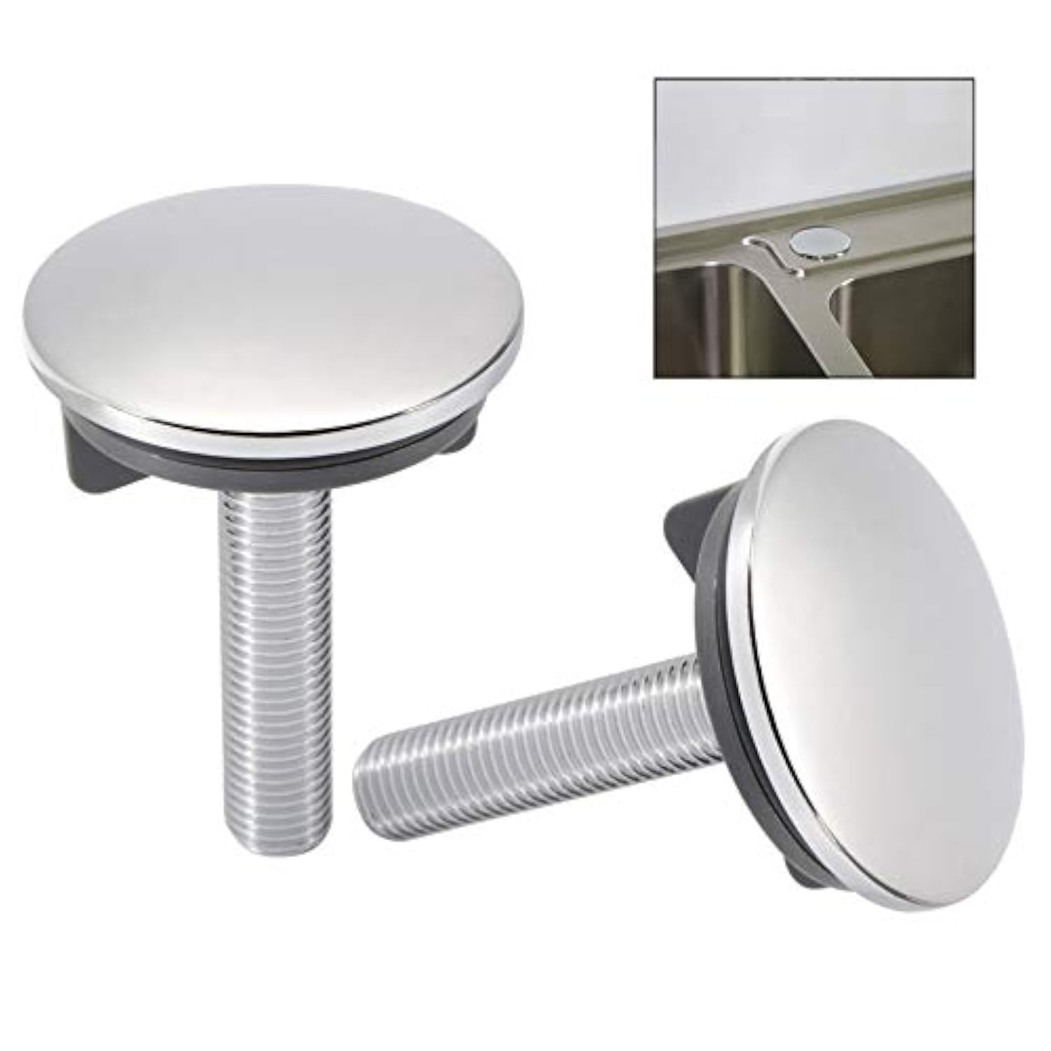iwobi 2Pcs Kitchen Sink Hole Cover, Chromed Brass, Metal, Silver