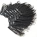 Luwigs Afro Kinky Curly 4B 4C Clip in Hair Extensions 14 Inch 7Pcs/Set Brazilian Virgin Human Hair Natural Color Clip Ins for African American Black Women