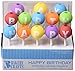 Oasis Supply Colorful Round Balloon Cake Decoration Happy Birthday Letter Candle Holders with Candles, 2.5-Inch