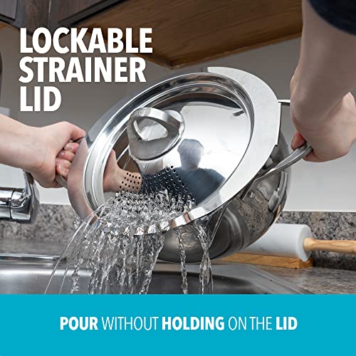 Bialetti Oval 6 Quart MultiPot with Strainer Lid, whole pasta, corn