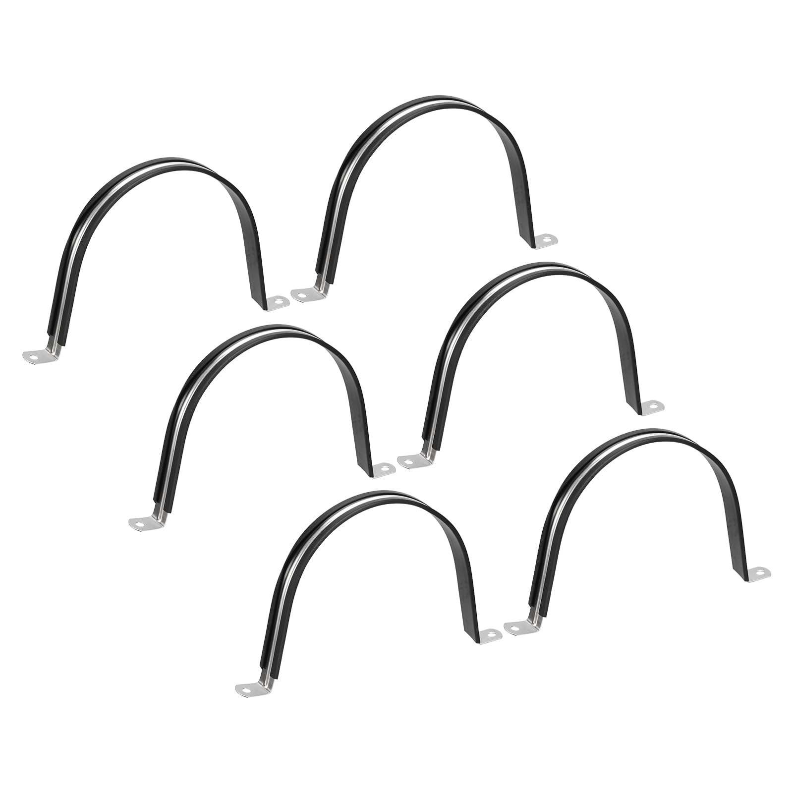 TA-VIGOR 6Pcs Cable Clamp, 120mm Rubber Pipe Strap Rubber Cushioned Stainless Steel Hose Clamp U Shape Metal Clamp Tube Holder for Pipe Tube Wire Fixing, Laying Plumbing, Electricity, Exhaust