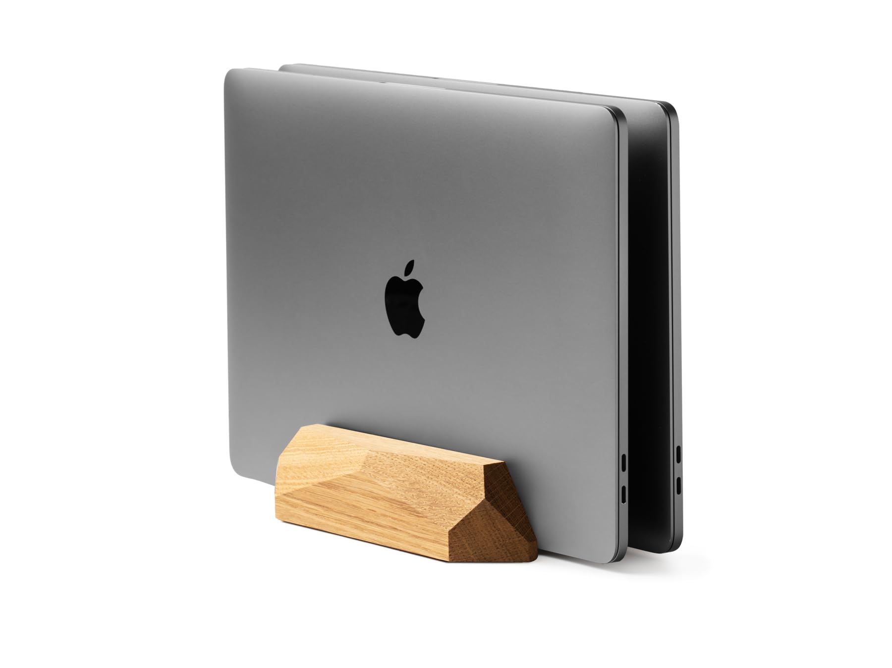 Oakywood Vertical Laptop Stand Wood - Adjustable Dual Slot Dock for Desk, Compatible with All MacBook Pro, MacBook Air, iPad, Handmade Oak Wood, Computer Stand, Holder for 2 Devices