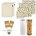 Zero Waste Upgraded Kit - 4 Reusable Beeswax Food Wrap + 2 Cotton Mesh Produce Bag Bundle + 1 Bamboo Reusable Paper Towels +3 Bonus | Eco Friendly Products Sustainable Bees Wraps Wax Food Storage Bags