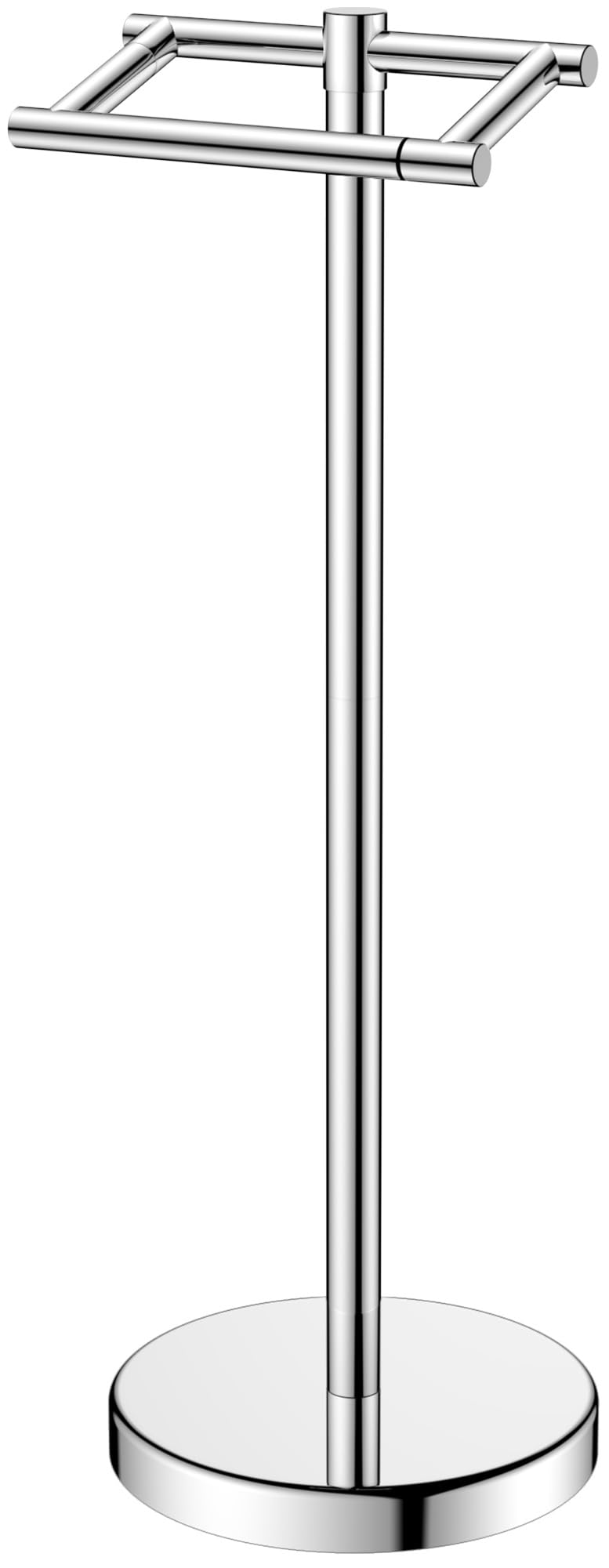 FORIOUS Toilet Paper Holder Wall Mount, Stainless Steel Rustproof Double Post Pivoting Tissue Roll Holder for Bathroom, Commercial Toilet Paper Dispenser Freestanding Toilet Paper Stand, Chrome Image