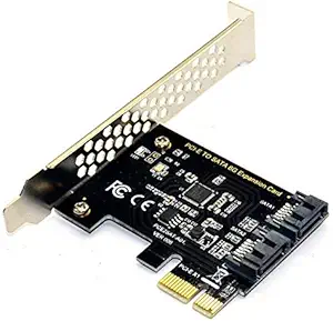 BEYIMEI PCIe SATA Card 2 Ports, PCI-E to SATA Expansion Card,6Gbps PCI-E (2X 4X 8X 16X) SATA 3.0 Controller Card for Windows10/8/7/XP/Vista/Linux,Support SSD and HDD