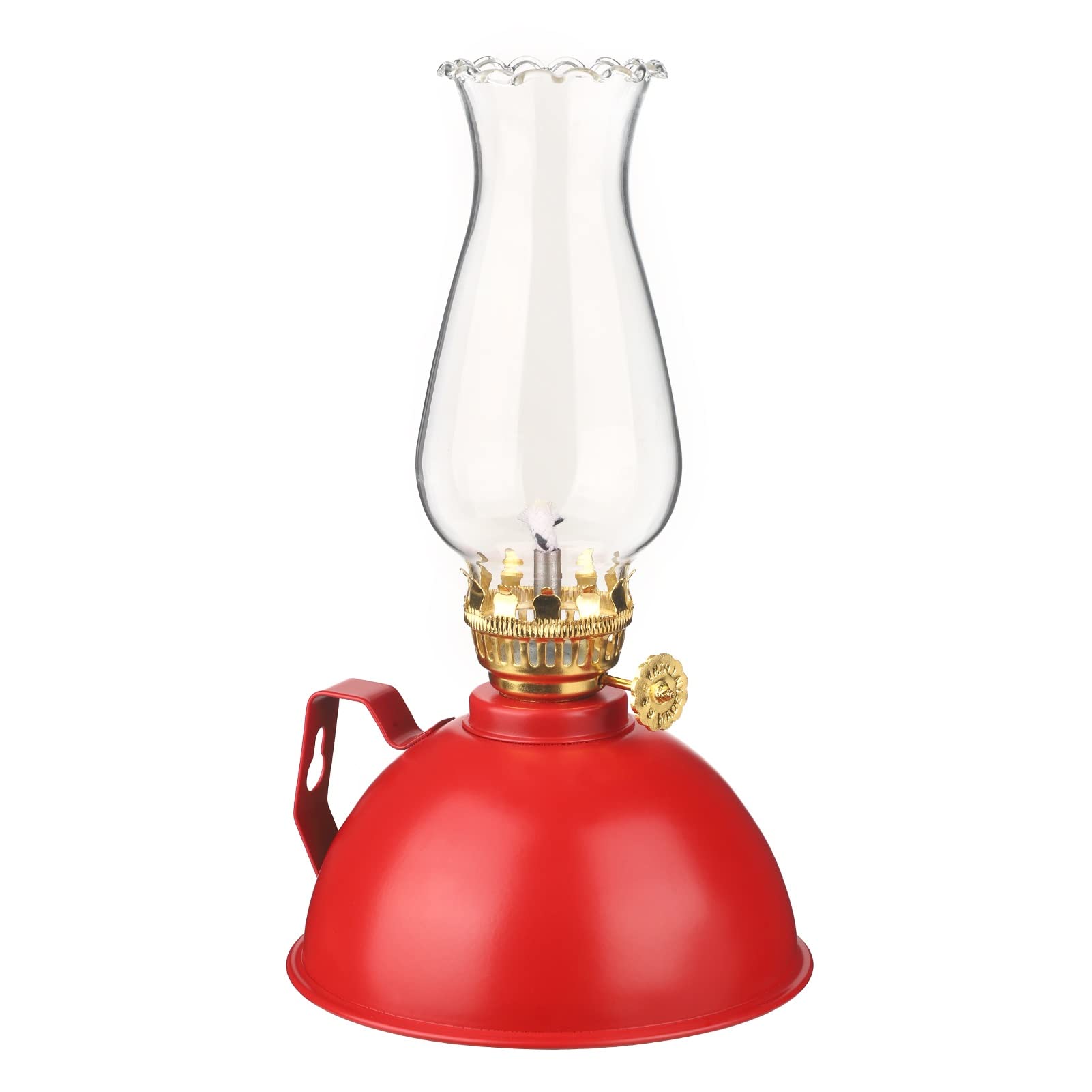 amanigo 7.48in Mobil Lamp Metal Belt Handle Oil Lamp For Camping Home Kitchen Bedroom Restaurant (Color : Red)