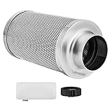VIVOSUN 4 Inch Air Carbon Filter Odor Control with Australia Virgin Charcoal for Inline Fan, Grow Tent Odor Scrubber, Pre-Filter Included, Reversible Flange 4" x 14"