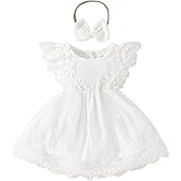Baby Girl Dress Sleeveless Crew Neck Lace Flower Dresses Toddler Infant Wedding Church Outfit