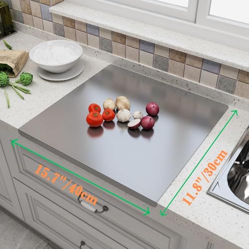 40 * 30CM Stainless Steel Cutting Board, chopping board for Kitchen,L Shape Pastry Board，Kneading Board Cutting Mats，suitable for meat, fruits, vegetables, bread, and baking