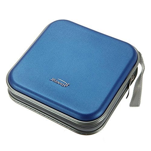 Anshinto 40 Pieces CD DVD Disc Organizer Storage Cover Carry Case Holder Box Bag (Blue)