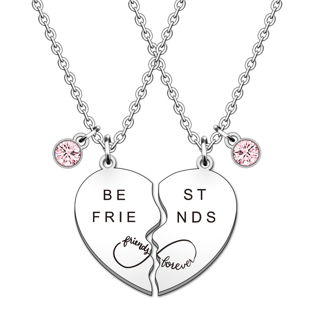SMARGO 2 PCS Puzzle Heart Best Friend Necklaces For Girls Women Best Friends Bff Friendship Birthday Christmas Graduation Jewellery Gifts