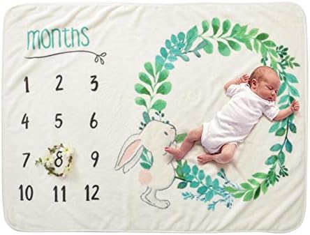 Domybest ベビー撮影毛布 写真道具 赤ちゃん敷物 寝相アート百日記念 ブランド激安セール会場 撮影背景布 多機能 ベビー毛布 数字 冷房対策 柔らかい うさぎ柄 新生児 乳児カバー 可愛い