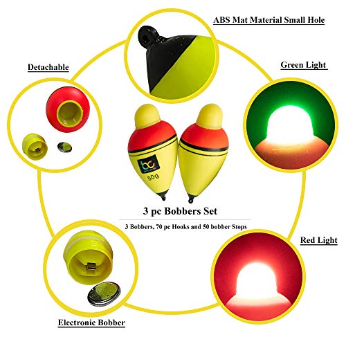 Night fishing, led bobbers, Lighted fishing bobbers, Light up bobbers fishing, Glow in the dark