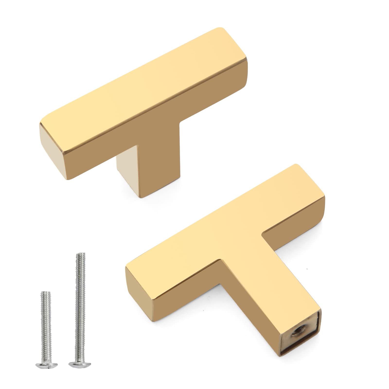Photo 1 of Redunest Cabinet Pulls Single Hole Cabinet Handles, 2 Pack Square Gold Bar Cabinet Pulls Drawer Cabinet Knobs Cupboard Hardware Cabinet Handles, Stainless Steel Single Hole Cabinet Knobs