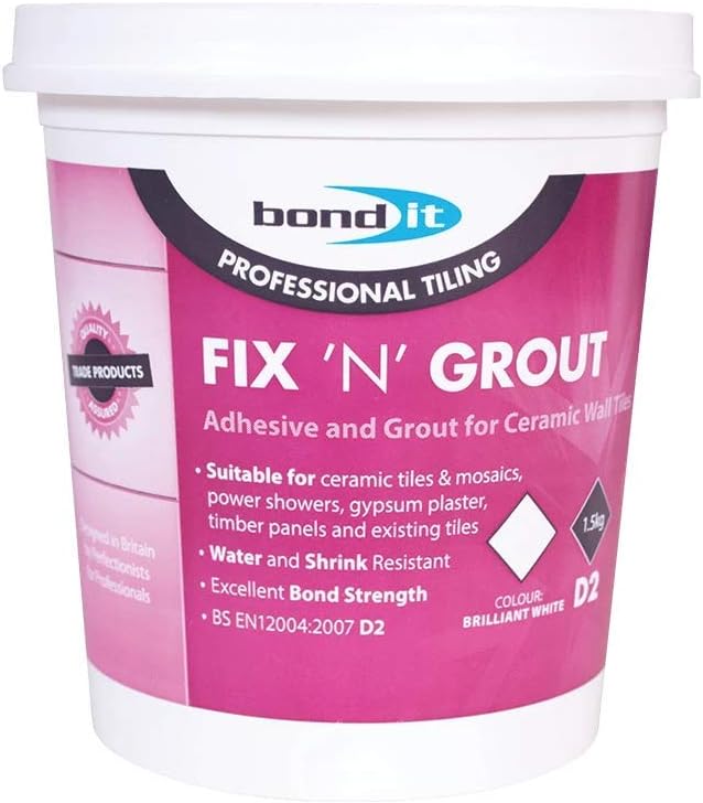 1.5Kg Brilliant White Fix 'N' Grout - Ready Mix Tile Adhesive & Grout