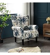 Mellcom Mid Century Wingback Arm Chair,Modern Upholstered Fabric High Back Accent Chair with Wood...