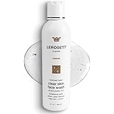 LEROSETT® Clear Skin Face Wash – Gentle Gel Cleanser with 60% Aloe-Rich Botanicals, 4% Glycolic Acid & Vit-E Microbeads – Fights Breakouts, Unclogs Pores, Balances Oil – Spa-Grade, Vegan – 6.7oz