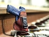OutBags USA LS2SHIELDX Full Grain Heavy Leather IWB Conceal Carry Gun Holster for Smith & Wesson M&P SHIELD 9mm / 40 S&W with Crimson Trace Red Laser. Handcrafted in USA.