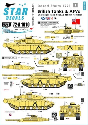 Star Decals 1:72 Desert Storm 1991 #1 Challenger I &amp; M109A2 Howitzer #72A1010