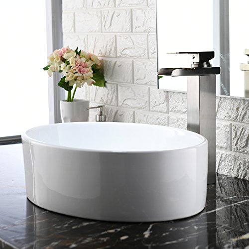 Comllen Contemporary Ceramic Bathroom Vessel Sink, 17.9" x 14.1" Porcelain Bathroon Sink