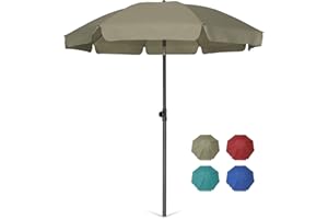 AMMSUN 6.5 ft Patio Umbrella Market Table Umbrella Tilt Steel Pole UPF50+ Protection, Great for Outdoor Garden Backyard (Tan)
