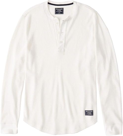 Amazon Abercrombie Fitch アバクロンビーアンドフィッチ アバクロ メンズ ワッフル ヘンリー 長袖 Tシャツ ロゴ Patch ホワイト Xlサイズ 並行輸入品 Tシャツ カットソー 通販