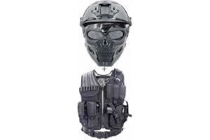 QJYZHAN PJ Tactical Fast Helmet and Airsoft Mask Skull Full Mask ，Tactical Vest Outdoor Ultra-Light Breathable Training Vest Kit