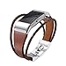 bayite For Fitbit Charge 2 Bands, Leather Bands Metal Clasp Fitbit Charge 2 Replacement Accessory Bracelet Light Brown Large