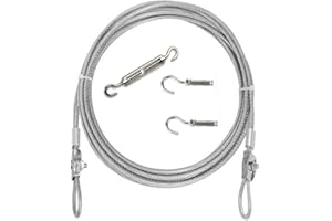 TSURPCAO Clothesline, Stainless Steel Clothesline Wire Outdoor Cable Wire Rope Laundry Hanging Drying with Tightener System Multipurpose forOutdoor/Indoor/Home/Drying (32Ft)