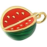 Clotiry 10Pcs Enamel Brass Watermelon Charms 3D Imitation Fruit Charms for DIY Jewelry Bracelet Earring Crafts Making