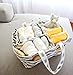 ATAZUA Strong Washable Baby Diaper Caddy: 100% Cotton Canvas - Portable Gray and White Chevron Nursery Storage Bin and Car Organizer by Gracie and Belle (Gray Chevron)
