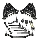 PartsW 14 Pc Kit Front Upper Control Arm Ball Joints Inner & Outer Tie Rod Ends Center Link Adjusting Sleeve Idler Arm Front Sway Bar Link
