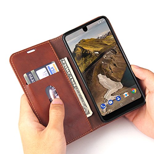 Moto Z2 Play Case,RUIHUI Luxury Leather Wallet Folding Flip Protective Shock Resistant Case Cover with Card Slots,Kickstand Feature and Magnetic Closure For Motorola Moto Z2 Play 2017 Release (Brown)