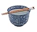 Happy Sales HSRBBLDF, Ramen Udon Noodle Soup Cereal Bowl w/ Chopsticks, Dragonfly Design