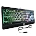 VicTsing Ultra-Slim Rainbow LED Backlit Gaming Keyboard USB Wired with Multimedia Shortcut Keys, 19-Key Anti-ghosting, Ergonomic Wrist Rest, All-Metal Panel Spill-Resistant Keyboard for PC/Laptop