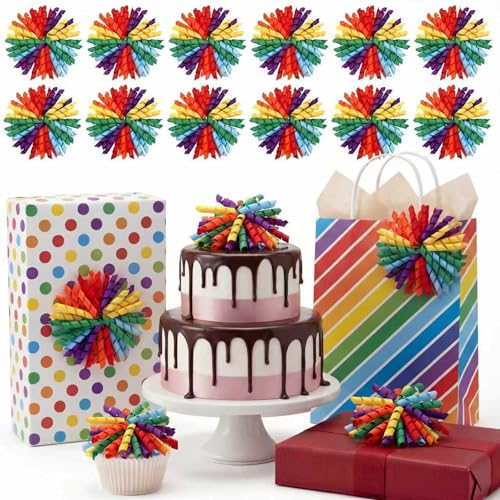 Tigeen 12 Pcs Rainbow Bows for Gift Wrapping, 5 "self Adhesive Curly Ribbon Twist Tie Bows for Birthday, Holiday, Baby Shower Pride Month Party Presents Gift Wrapping at Amazon